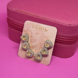 Brinco Ear Cuff Corações Yellow